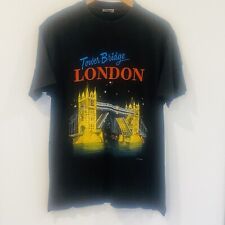 Camiseta masculina tamanho médio preta com zíper London Tower Bridge vintage turista, usado comprar usado  Enviando para Brazil