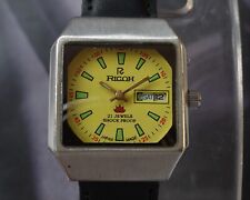 Usado, Relógio de pulso masculino vintage Ricoh automático 21 joias mostrador amarelo dia e data comprar usado  Enviando para Brazil