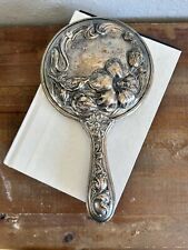 Espelho de mão antigo Art Nouveau floral prata pátina espelho vaidade comprar usado  Enviando para Brazil