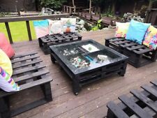 5 pc Wooden Indoor/Outdoor Rustic Patio Garden Pallet Furniture BLACK  for sale  Shipping to South Africa