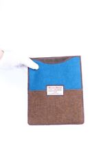 HARRIS TWEED Authentic Brown Blue Tablet iPad Clutch Cover Case for sale  Shipping to South Africa