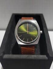 Nixon The Time Teller Quartz Watch Analog Stainless Steel Jade Leather Band for sale  Shipping to South Africa