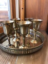 brass cordial tray and6 brass cordial cups for sale  Shipping to South Africa