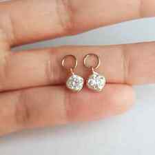 Natural Moissanite Cushion Solid 14k &18k Gold Gift For Handmade Women Earrings for sale  Shipping to South Africa
