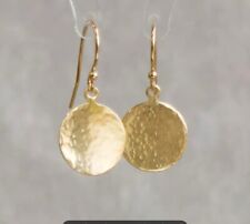 Ladies Gold Hammered Disc Dangle Earrings for sale  Shipping to South Africa