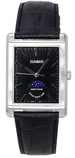 Reloj para hombre Casio analógico estándar fase lunar correa de cuero esfera negra MTPM105L1A segunda mano  Embacar hacia Mexico