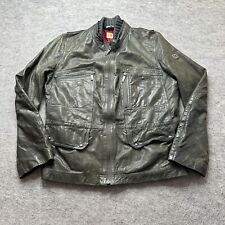 Boss Flight Bomber Jacket Men 44R Green Lamb Leather Full Zip Lined Stand Up for sale  Shipping to South Africa