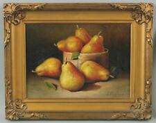 Antigua caja despensa americana EUGENE FERGUSON PERAS fruta bodegón pintura al óleo segunda mano  Embacar hacia Argentina