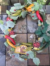 Chili Pepper Sunflower Ladybug Peapod Watering Can Seeds Wreath 16" by 5" Deep for sale  Shipping to South Africa