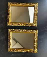 Pair 2 Small Vintage Gold-Gilt Wood Italy 1950s Classical Wall Mirror for sale  Shipping to South Africa