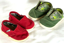 Usado, TOMS Tiny Classics Alpargata Cordones Rojos Verde Lona Tenis Zapatos T3 y T4 segunda mano  Embacar hacia Argentina