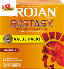 Trojan Ultra Ribbed Ecstasy Lubricated Condoms - 26 Count for sale  Shipping to South Africa