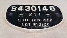 Railway wagon plate for sale  WEYMOUTH