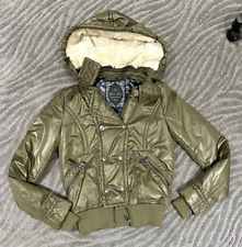 Chaqueta con Capucha Guess Jeans Militar Caqui Bombardero de Piel XS segunda mano  Embacar hacia Mexico