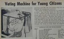 Used, Toy Voting Machine with Paper Ballots 1952 How-To build PLANS for sale  Shipping to South Africa