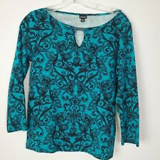 Blusa Rafaella Feminina Top Blusa Azul Preta Floral Buraco na Fechadura Algodão G/S Pequena comprar usado  Enviando para Brazil