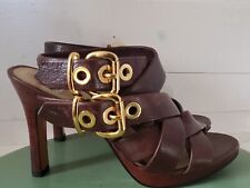 Used, GORGEOUS LUCILLA PESSOA Brown  Cross Strap Leather Heel Sandal US 8 EU 39 for sale  Shipping to South Africa