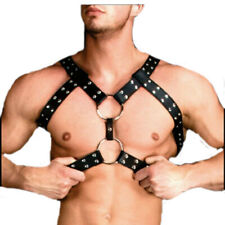Male PU Leather Chest Body Harness Straps Sexy Clubwear Costume Fantasy For Men for sale  Hebron