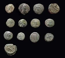 Lote de 13 monedas MUY finas antiguas romanas AE numuss, siglos IV-V DC. segunda mano  Embacar hacia Mexico