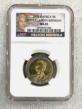 2008 South Africa 5 rand NELSON MANDELA 90th Birthday Coin NGC MS65 for sale  Shipping to South Africa