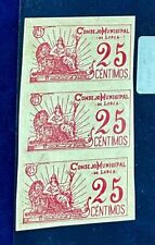 Guerra Civil Española 1937 hoja sin cortar de 3 billetes de 25 céntimos segunda mano  Embacar hacia Mexico
