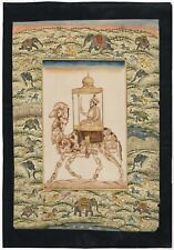 Mughal Miniature Old Painting Of Emperor Aurangzeb Seated On Composite Camel Art for sale  Shipping to Canada