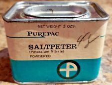 Vintage Purepac Saltpeter 2 oz. Spice Tin Food Preservation , usado segunda mano  Embacar hacia Mexico