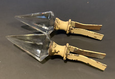 Antique 2 Large Heavy Crystal Spear Shaped Finials Curtain Rod Decoration Ends for sale  Shipping to South Africa