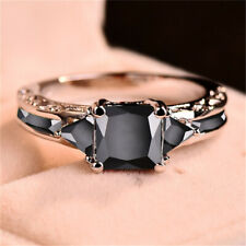 Women Elegant 925 Silver Rings Jewelry Black zirconia Wedding Ring Gift Size5-11 for sale  Shipping to South Africa