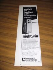 Usado, 1973 anuncio impreso Nightwin linterna recargable al aire libre Lowrance Tulsa, bien segunda mano  Embacar hacia Argentina