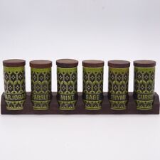 Vintage Hornsea Pottery Heirloom Green Tall Spice Rack and Jars Set of 6  for sale  Shipping to South Africa