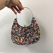 Mini bolsa bolsa vintage Y2K arco-íris Candy Raver com miçangas flor colorida alça de metal comprar usado  Enviando para Brazil