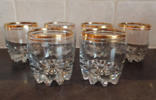 SIX  VINTAGE RAYWARE GLASS GOLD RIM TUMBLER WHISKY GLASSES 9 CMS TALL for sale  Shipping to South Africa