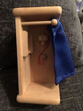 Vintage Chunky Dolls House Wooden Furniture Shower Cubicle Inc Shower & Curtain, used for sale  Shipping to South Africa