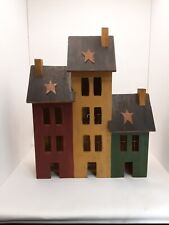 Lighted Trio Wooden Saltbox Houses 17.25" X  14.5" * for sale  Shipping to South Africa
