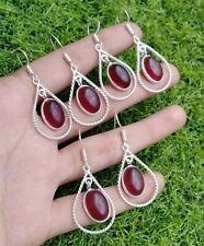 Garnet Gemstone 925 Sterling Silver Plated 5 Pair Hook Earrings Lot HB-25 for sale  Shipping to Canada