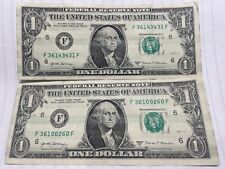 Usado, Precio final (2) billete de $1 dólar 2017-A tinta/tinta insuficiente en rodillos, billete de error segunda mano  Embacar hacia Argentina