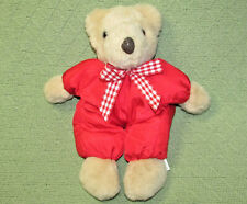 VINTAGE HALLMARK TEDDY BEAR STUFFED ANIMAL TAN WITH RED NYLON PAJAMAS 12" PLUSH  for sale  Shipping to South Africa