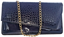 Bolsa de ombro feminina feita à mão, couro sintético, cor preta brilhante, tamanho: média comprar usado  Enviando para Brazil
