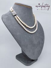 9ct White Gold Cream Seawater Pearl Necklace 43cm Double Layer Akoya for sale  Shipping to South Africa