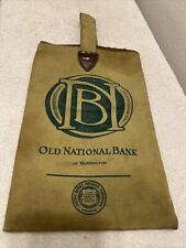Old National Bank Of Washington canvas leather  coinn bag for sale  Shipping to South Africa