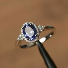 1.50Ct Oval Cut Blue Tanzanite Engagement Wedding Ring 14K White Gold Finish for sale  Shipping to South Africa