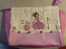 Elizabeth Arden Cosmetic Makeup Toiletries Bag Clutch Purse Pink Artistic Sketch, used for sale  Shipping to South Africa