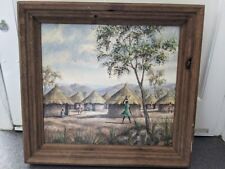 Vintage original African Oil Painting on board signed by D Ndabambi  landscape  for sale  Shipping to South Africa