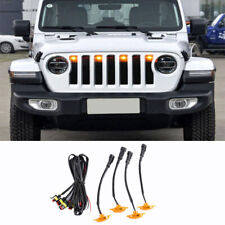 For Jeep Wrangler 2018-2024 Raptor Style Grill yellow LED Amber Marker Light Kit, used for sale  Shipping to South Africa