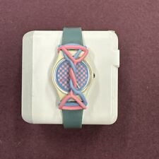 Reloj de cuarzo suizo Swatch 1986 vintage - para mujer rosa azul a cuadros con protectores segunda mano  Embacar hacia Argentina