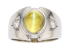 Anillo de crisoberilo, diamante, oro blanco ojo de gato de caballero segunda mano  Embacar hacia Mexico