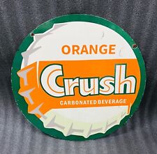 Rare Vintage Porcelain Orange Crush 30 Inches Round Double Sided Enamel Sign for sale  Shipping to South Africa