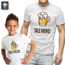 T-shirt maglietta BIRRA TALE PADRE TALE FIGLIO festa del PAPA' Idea Regalo DAD  usato  Viu