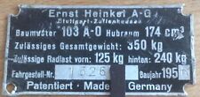 Heinkel typenschild tourist gebraucht kaufen  Möglingen